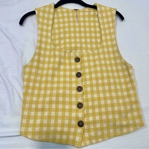 Free People Yellow and White Checkered Too
